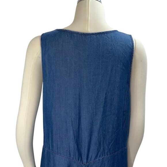 Soft Surroundings Blue Chambray V-Neck Culotte Jumpsuit Size L - Picture 5 of 8